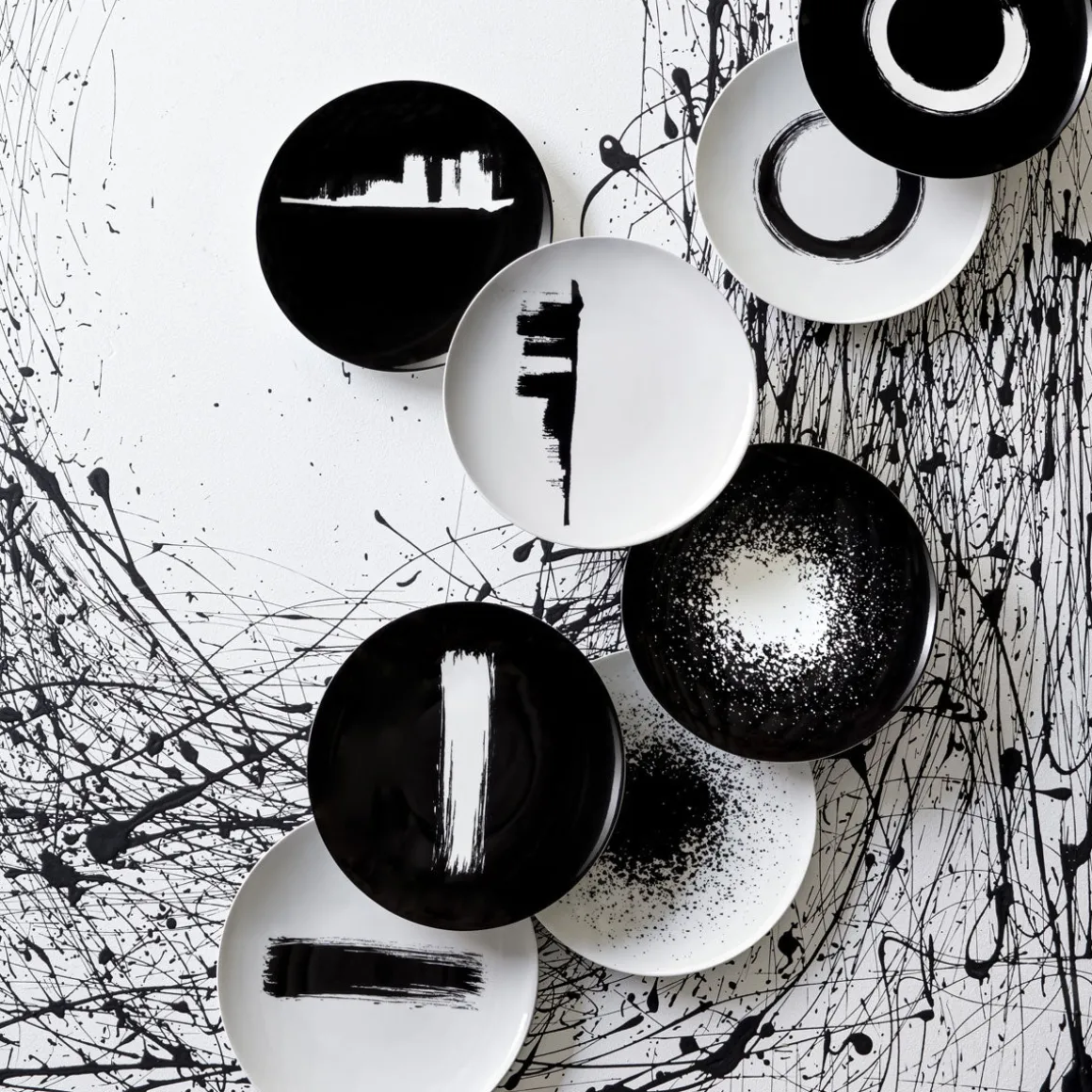 ARTY CREATION NOIR Coffret 6 assiettes à dessert 20 cm