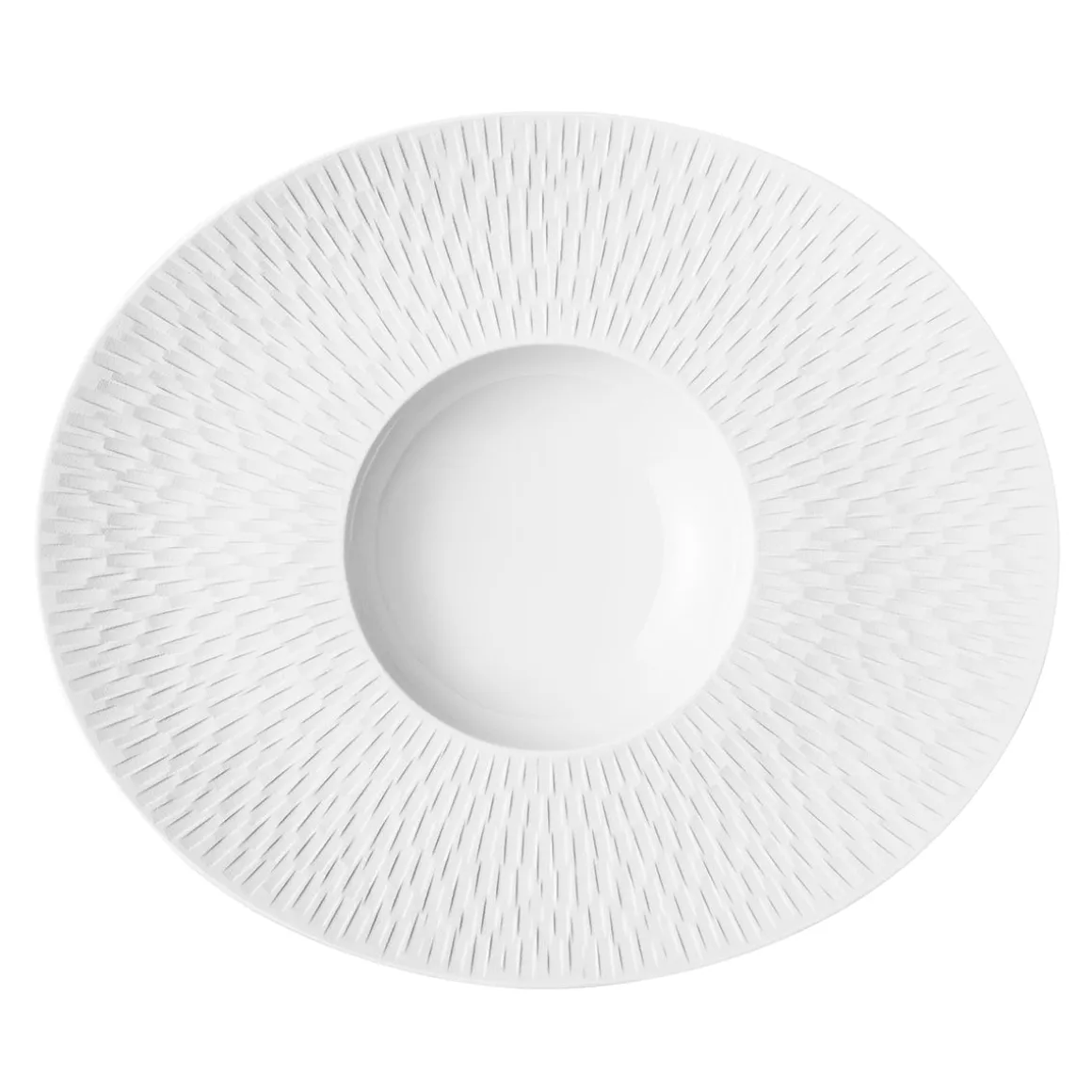 BOREAL SATIN BLANC Assiette gourmet ovale petit bassin 30 x 26 cm