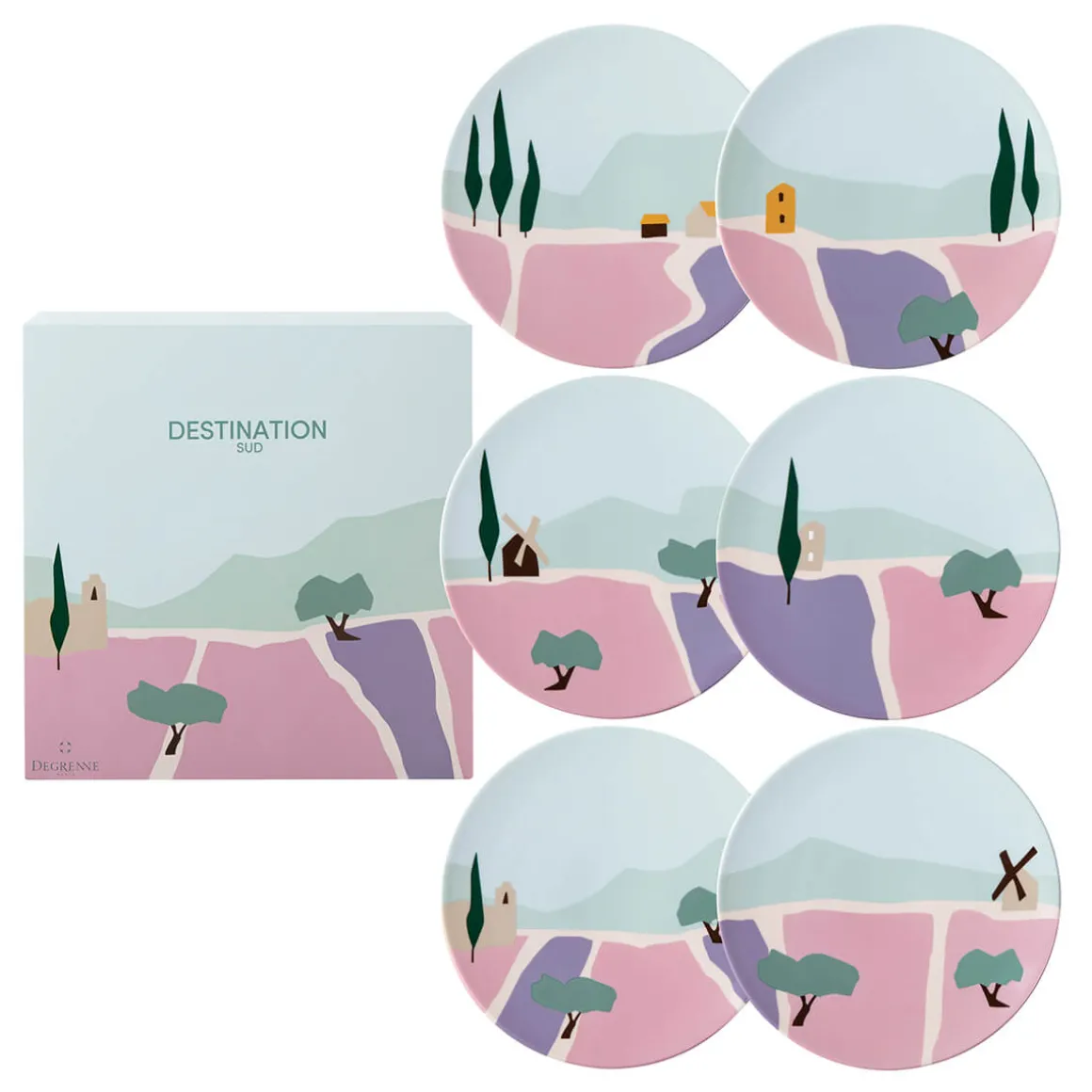 DESTINATION SUD Coffret 6 assiettes à dessert 23 cm