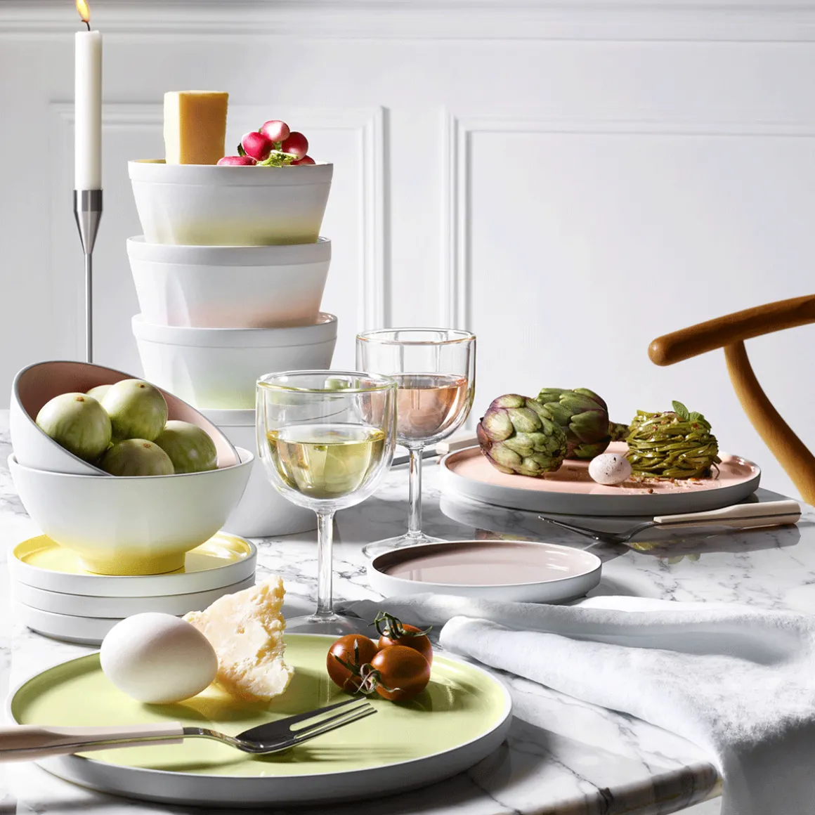 LA VAISSELLE DE L'ECONOME ARTICHAUT VERT Coffret bol coupe et assiette 18 cm