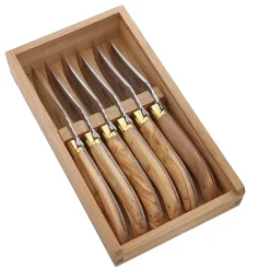 LAGUIOLE TABLE Coffret 6 couteaux à steak bois d'olivier