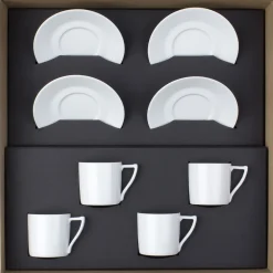 NEWPORT BLANC Coffret 4 tasses avec soucoupes à café/expresso