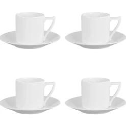 NEWPORT BLANC Coffret 4 tasses avec soucoupes à café/expresso
