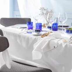 NUANCES COTON & LIN BLANC Nappe rectangulaire 180 x 250 cm