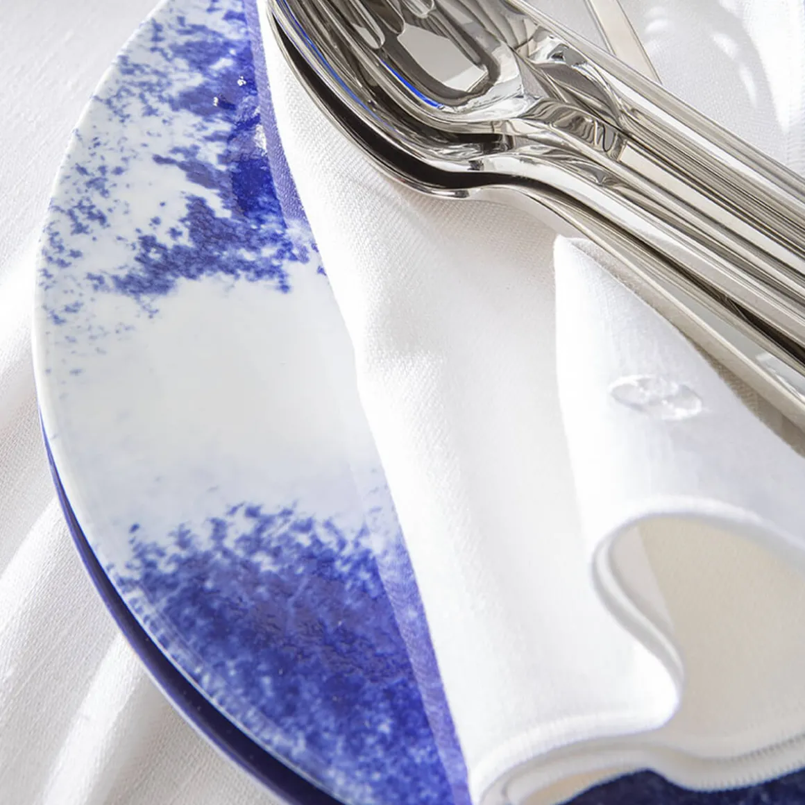 NUANCES COTON & LIN BLANC Coffret 6 serviettes rectangulaires 50x40 cm