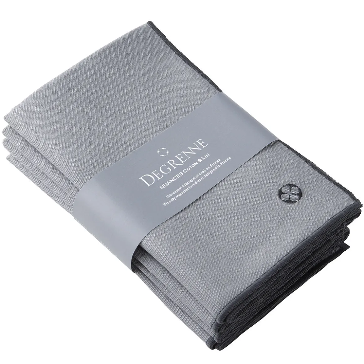 NUANCES COTON & LIN GRIS DEGRENNE Lot de 4 serviettes 50 x 40 cm