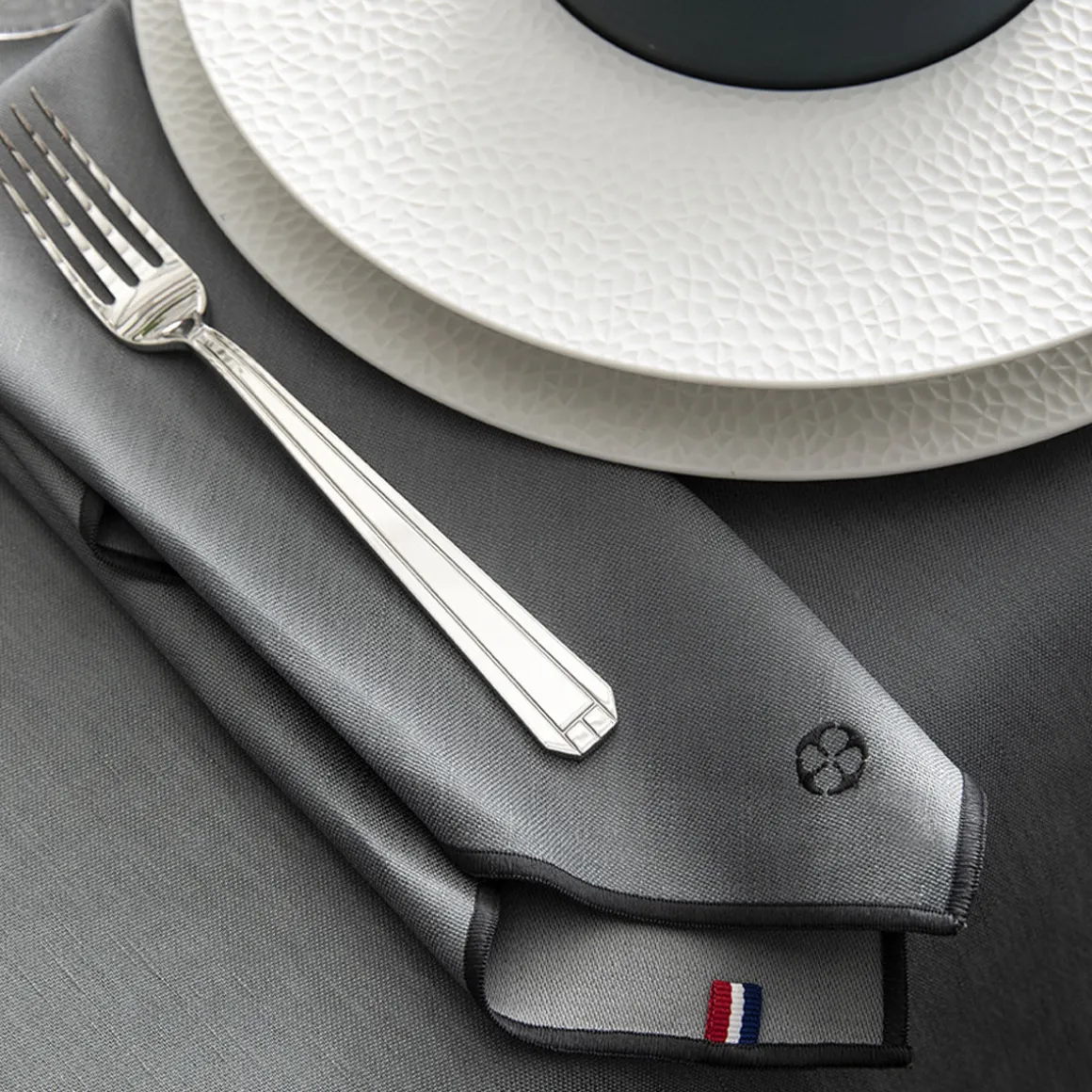 NUANCES COTON & LIN GRIS DEGRENNE Lot de 4 serviettes 50 x 40 cm