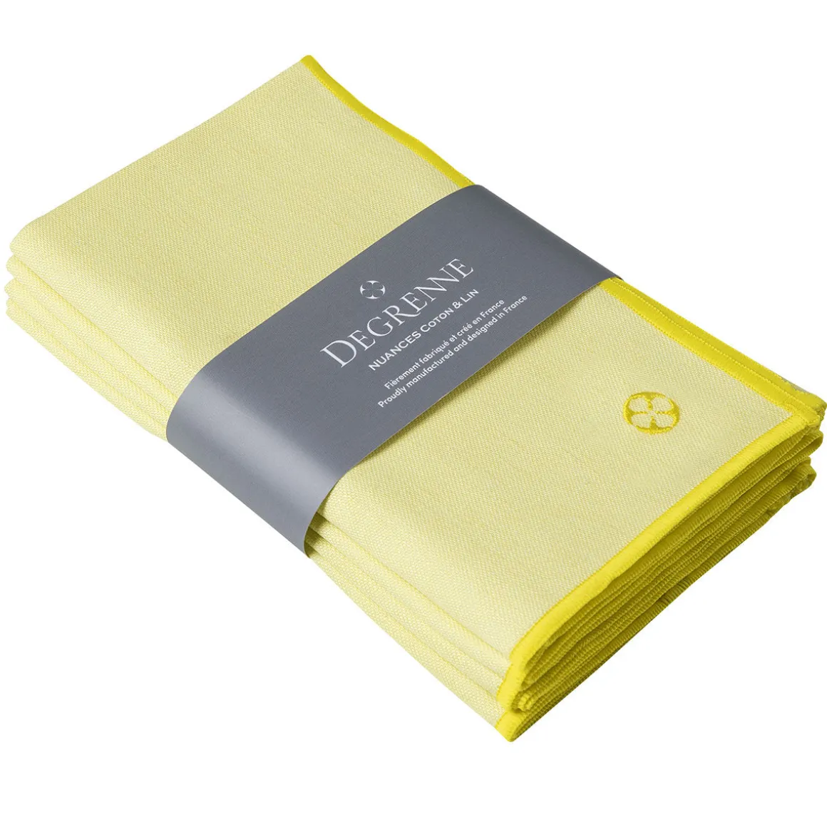 NUANCES COTON & LIN JAUNE PALE Lot de 4 serviettes 50 x 40 cm