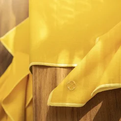 NUANCES COTON & LIN JAUNE TOURNESOL Nappe carrée 180 x 180 cm