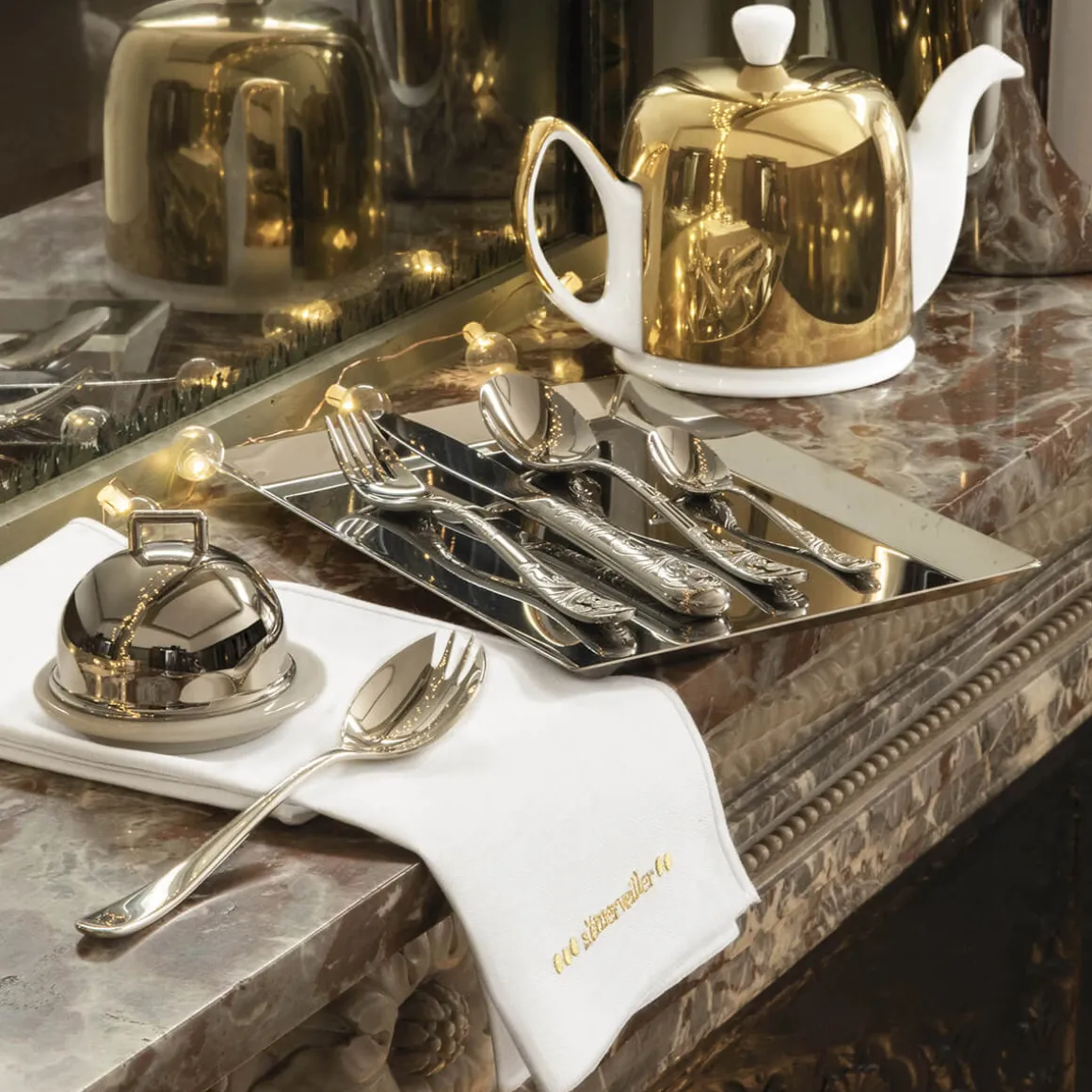 NUANCES COTON & LIN OR Lot de 4 serviettes 50 x 40 cm