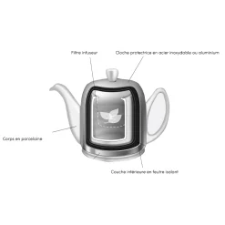 SALAM MONOCHROME Théière 4 tasses cloche blanche