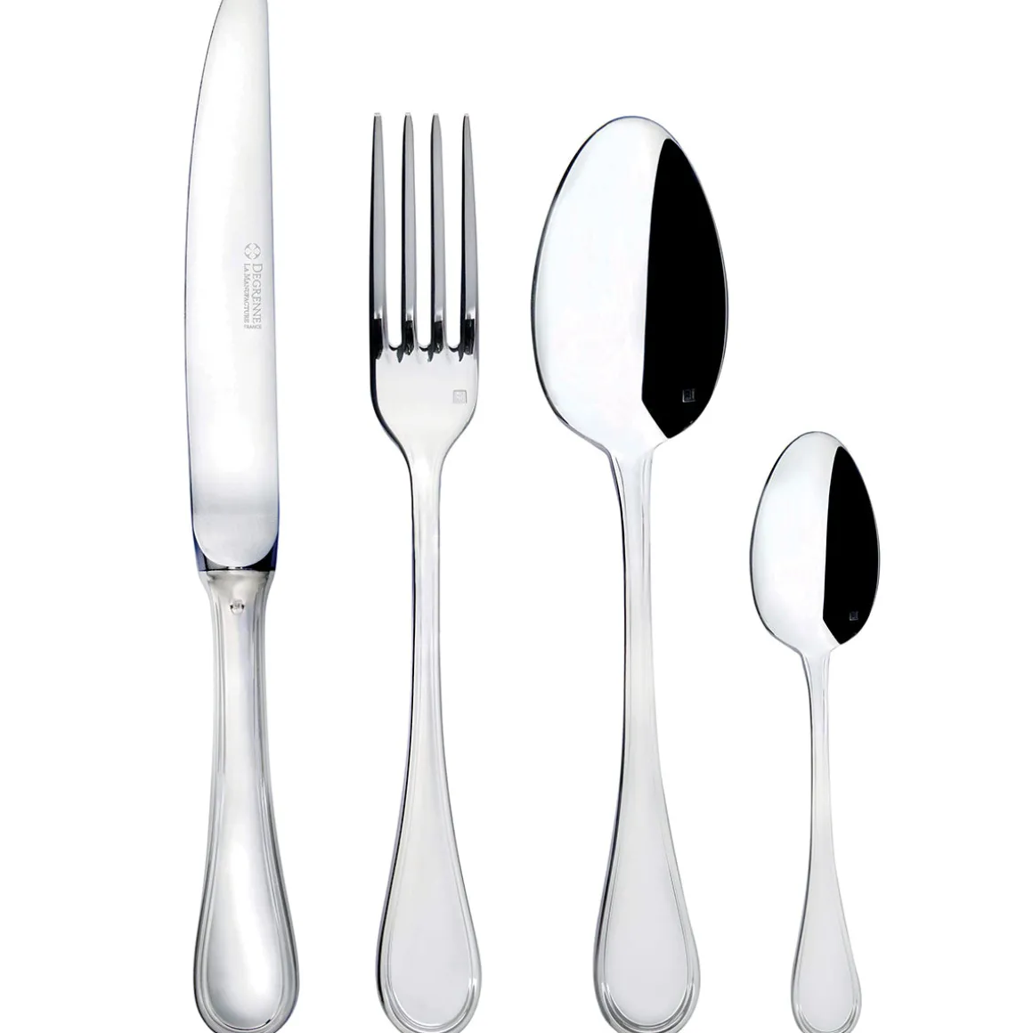 VIVALDI ARGENTE QUALITE HOTELIERE Colis écrin 50 pièces manche orfèvre lame unie